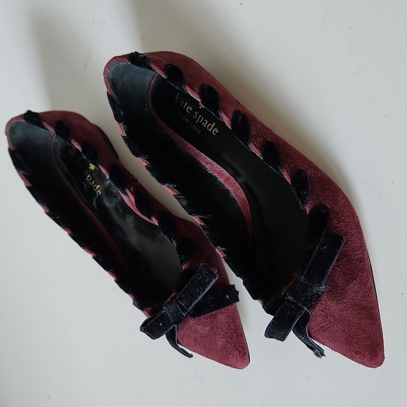 KATE SPADE | Kalani Flats Pointed Toe Red Black Sz 6.5M - Picture 2 of 5